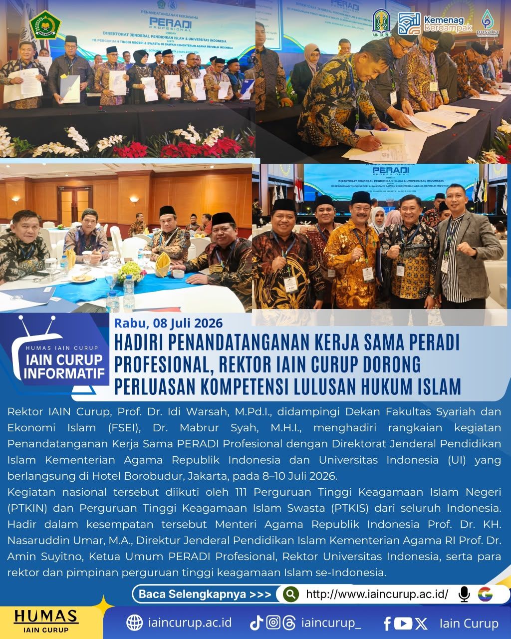 Dorong Kompetensi Lulusan Hukum Islam Melalui Penandatanganan Kerja Sama dengan PERADI Profesional