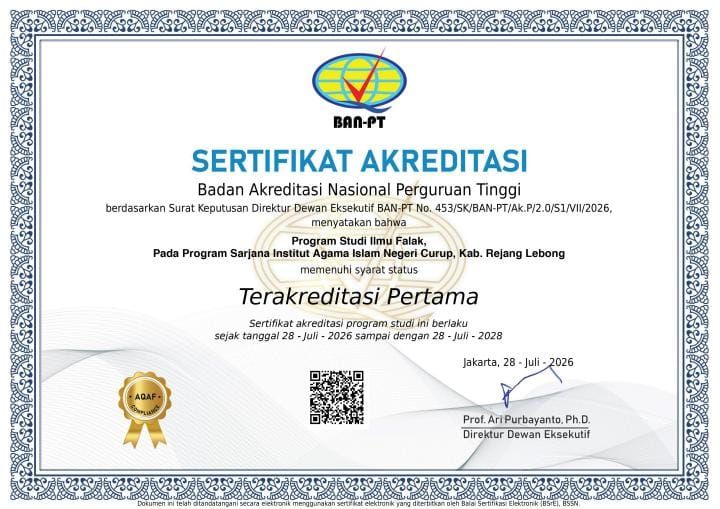 Prodi Ilmu Falak IAIN Curup Raih Status Terakreditasi Pertama BAN-PT