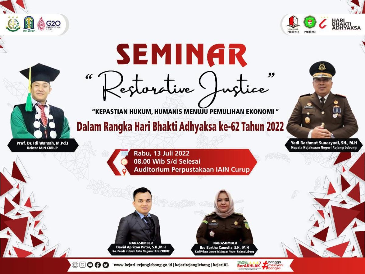 Prodi Hukum Tata Negara IAIN Curup dan Kejaksaan Negeri Rejang Lebong Gelar Seminar Hukum Tingkat Nasional 
